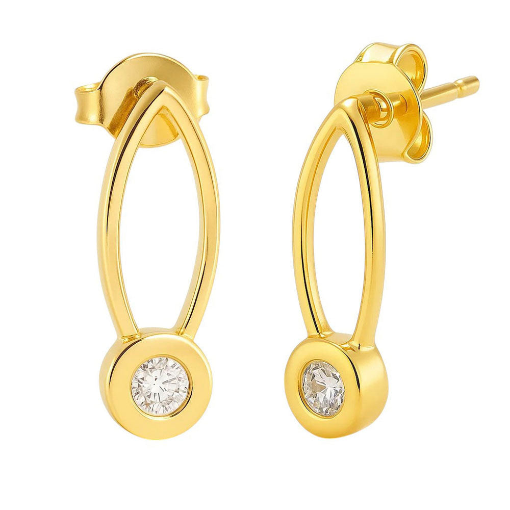 18K Gold Plated Long Gemstone Drop Earrings, Trendy Modern Look TGE1035 EM-1290-6