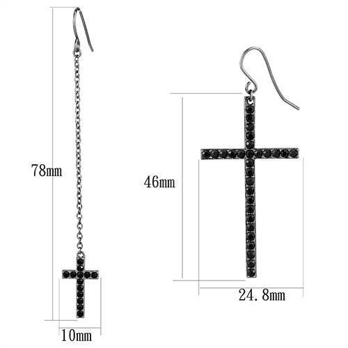 TK2816 - IP Light Black  (IP Gun) Stainless Steel Earrings with Top Grade Crystal  in Jet-1