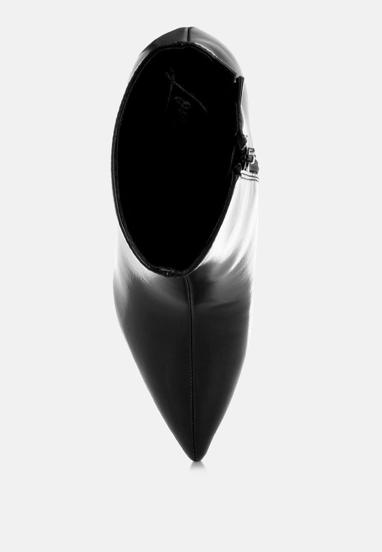 Thymus Faux Leather Kitten Heel Boots-3