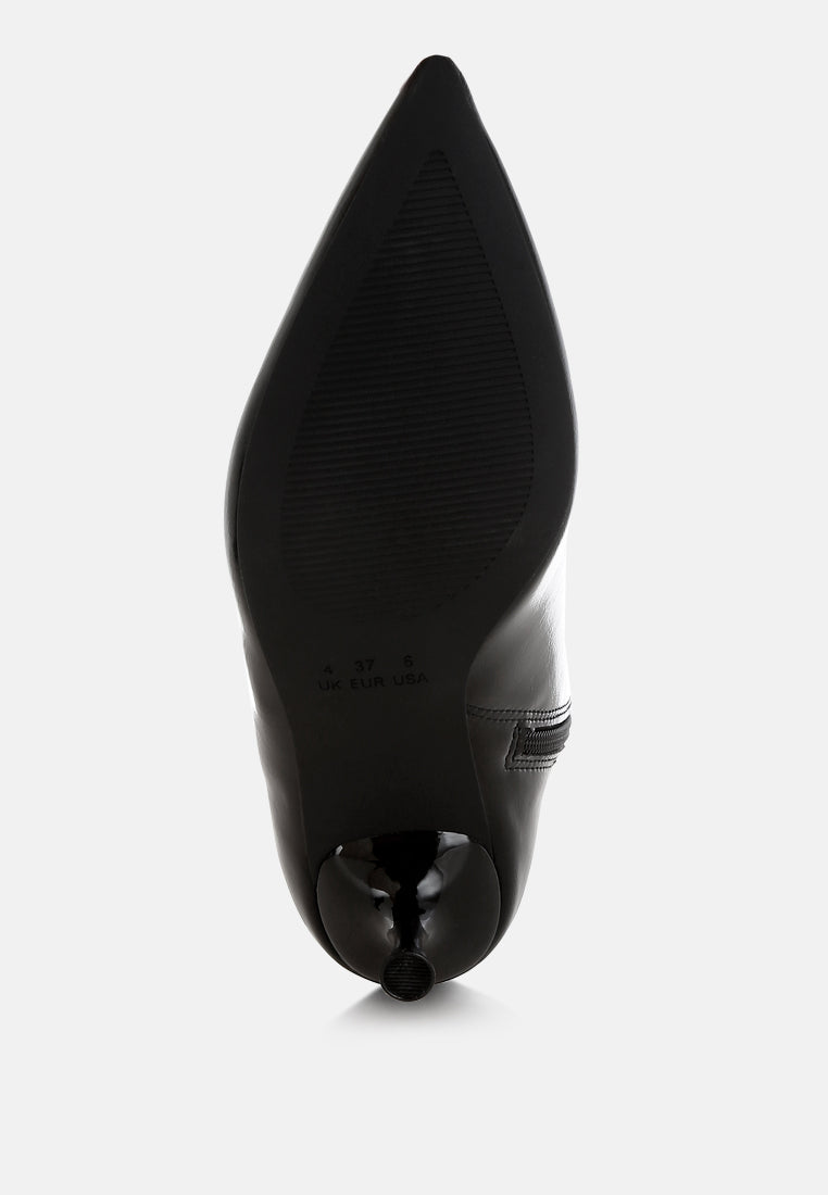 Thymus Faux Leather Kitten Heel Boots-4