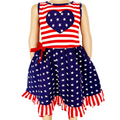 AnnLoren Girls 4th of July Stars & Striped Heart Dress Red White & Blue-0