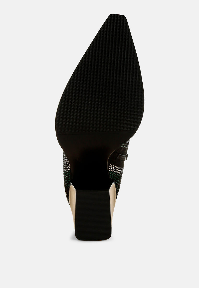 Zarka Rhinestones Embellished Block Heel Boots By RAG-4