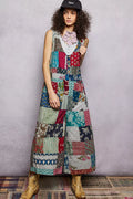 POL Sleeveless Patchwork Wide Leg Jumpsuit-0