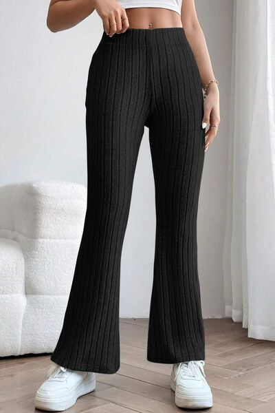 Basic Bae Full Size Ribbed High Waist Flare Pants-2