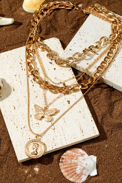 Amara Multilayer Butterfly Charm Necklace-1