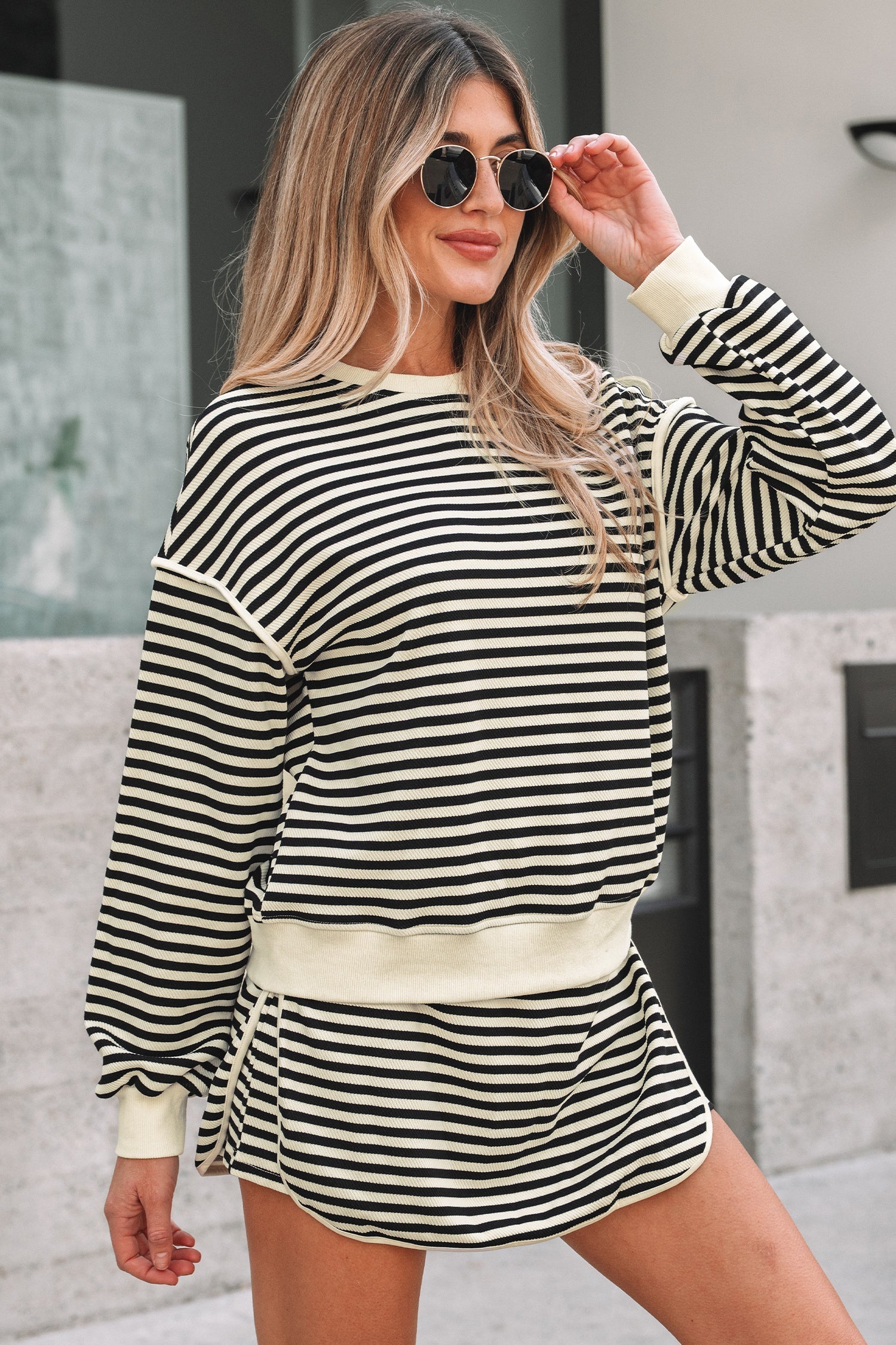 Jessica Drop Shoulder Pullover Top & Skirt Set-3