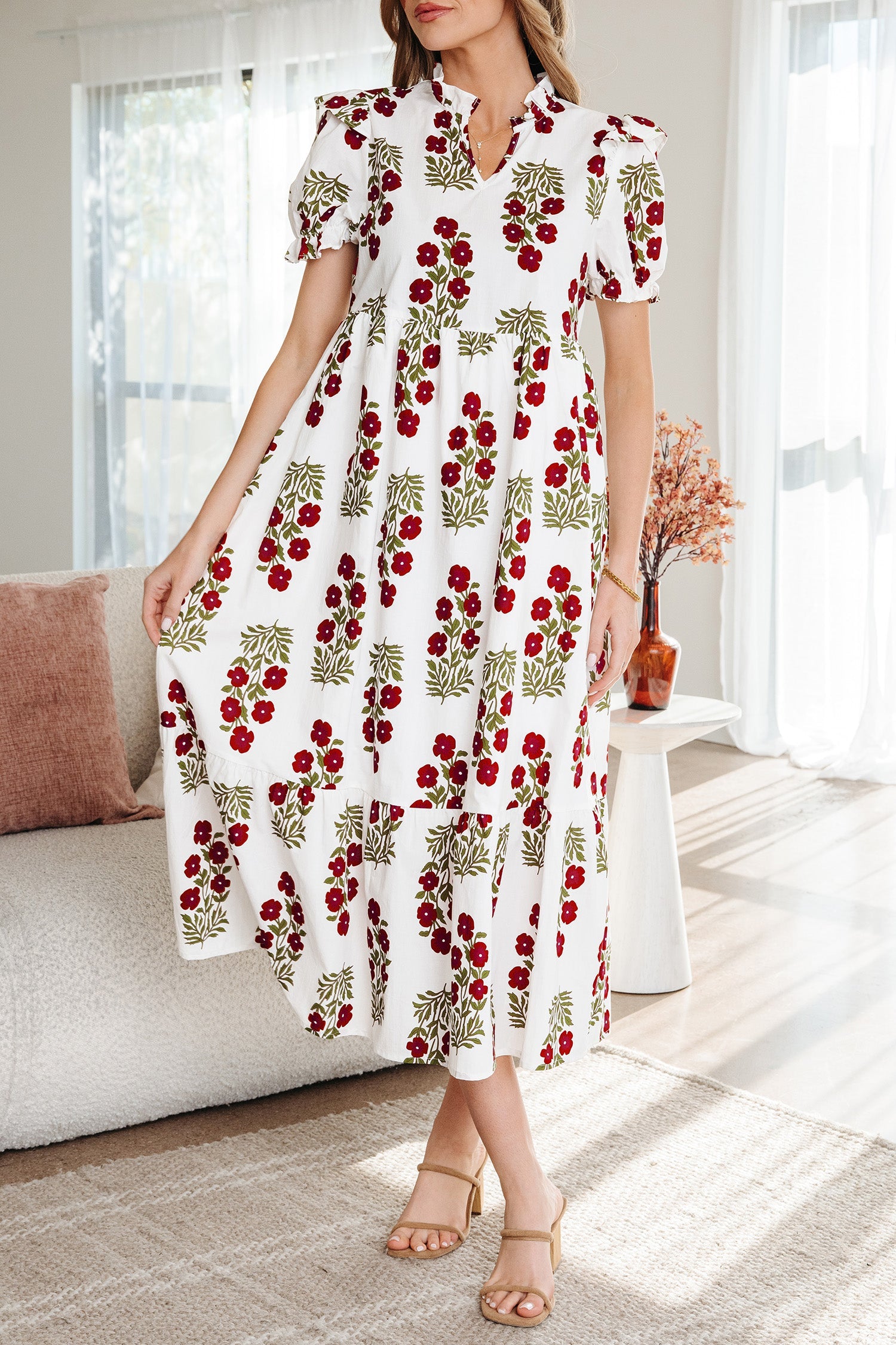Promise Sleeve Tiered Maxi Dress-4