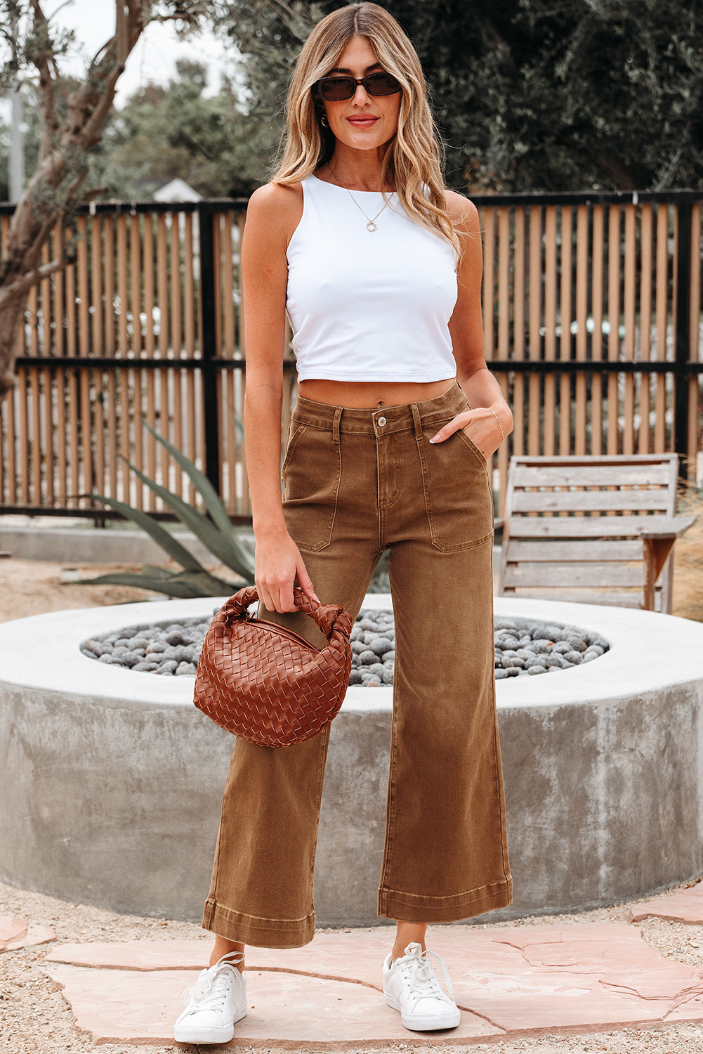 Courtney Cropped High Rise Wide Leg Jeans