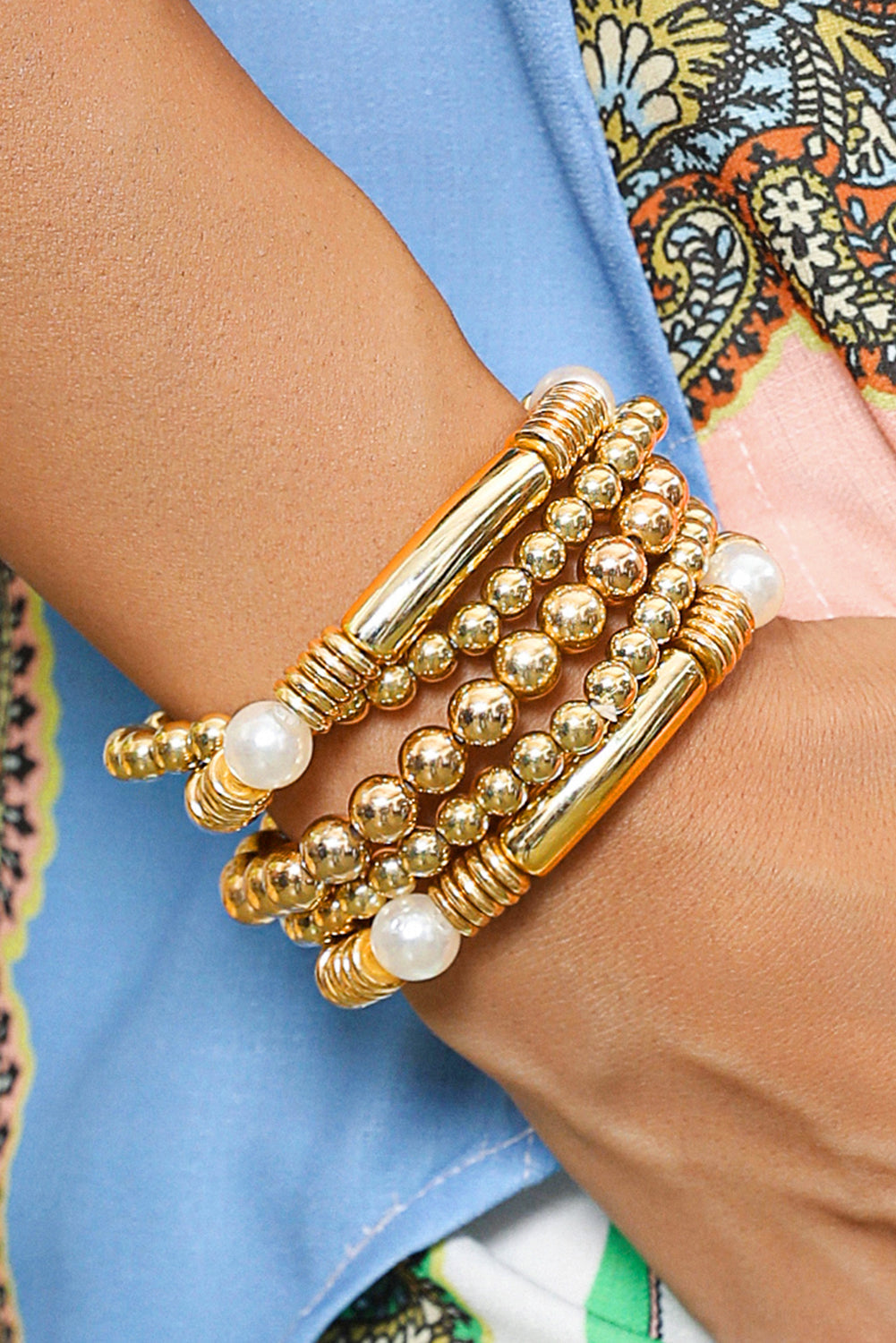 Zoe Plated Beaded Bracelet Set-1