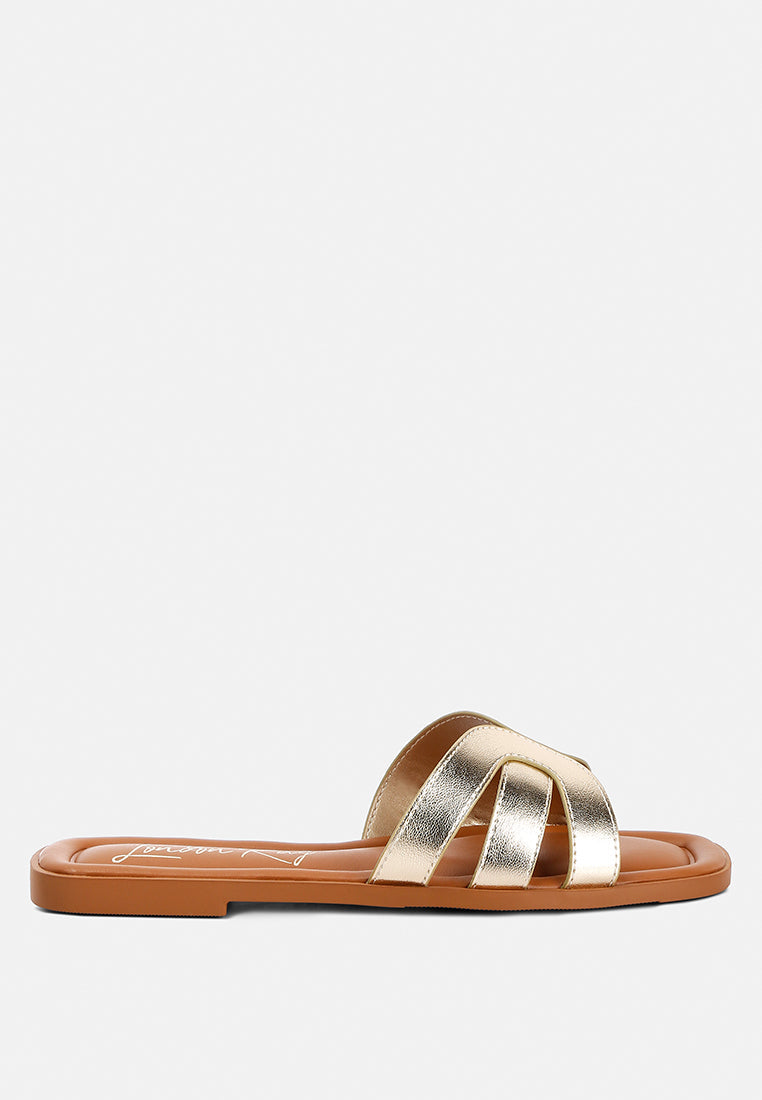 Aura Faux Leather Flat Sandals-5
