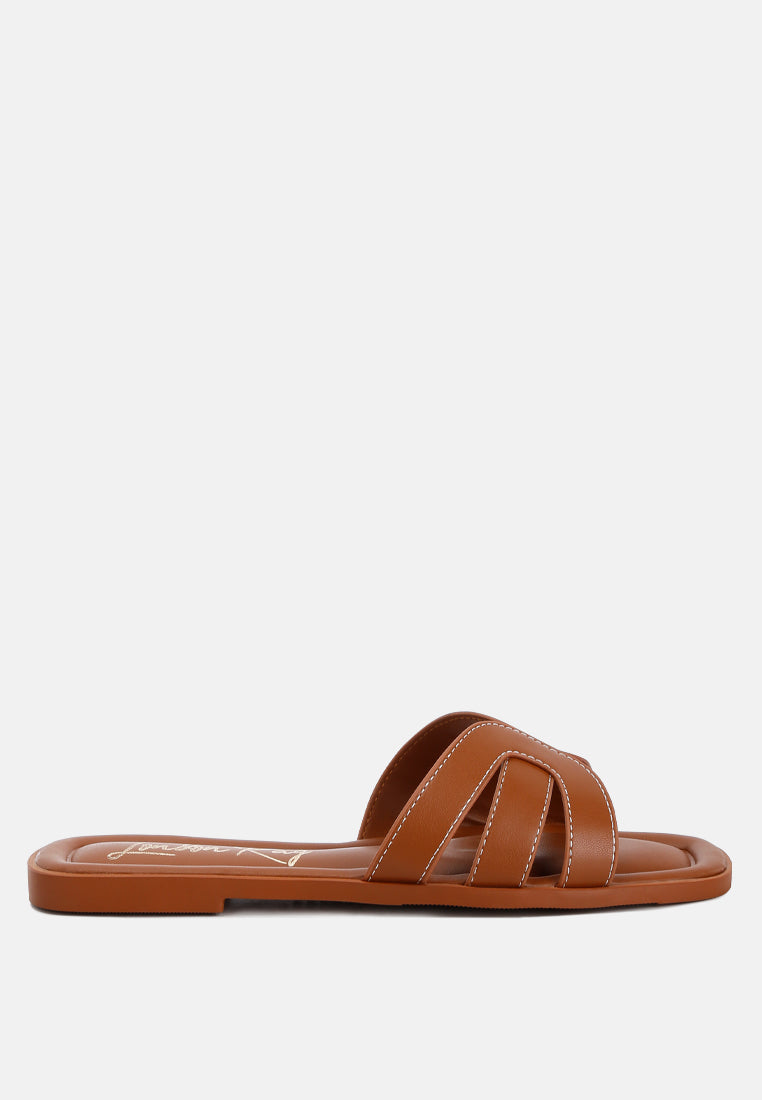 Aura Faux Leather Flat Sandals-6