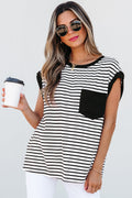 Marie Stripe Chest Pocket Tank Top-0