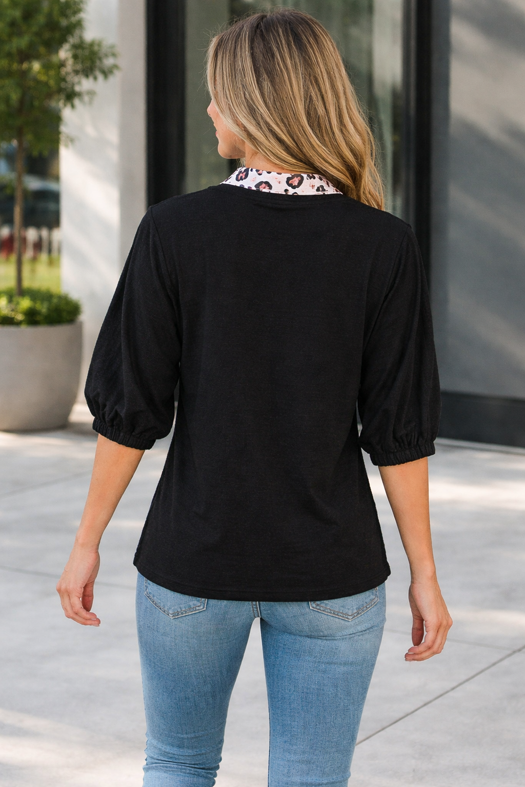 Keziah Sleeve Patchwork Trim Blouse-1