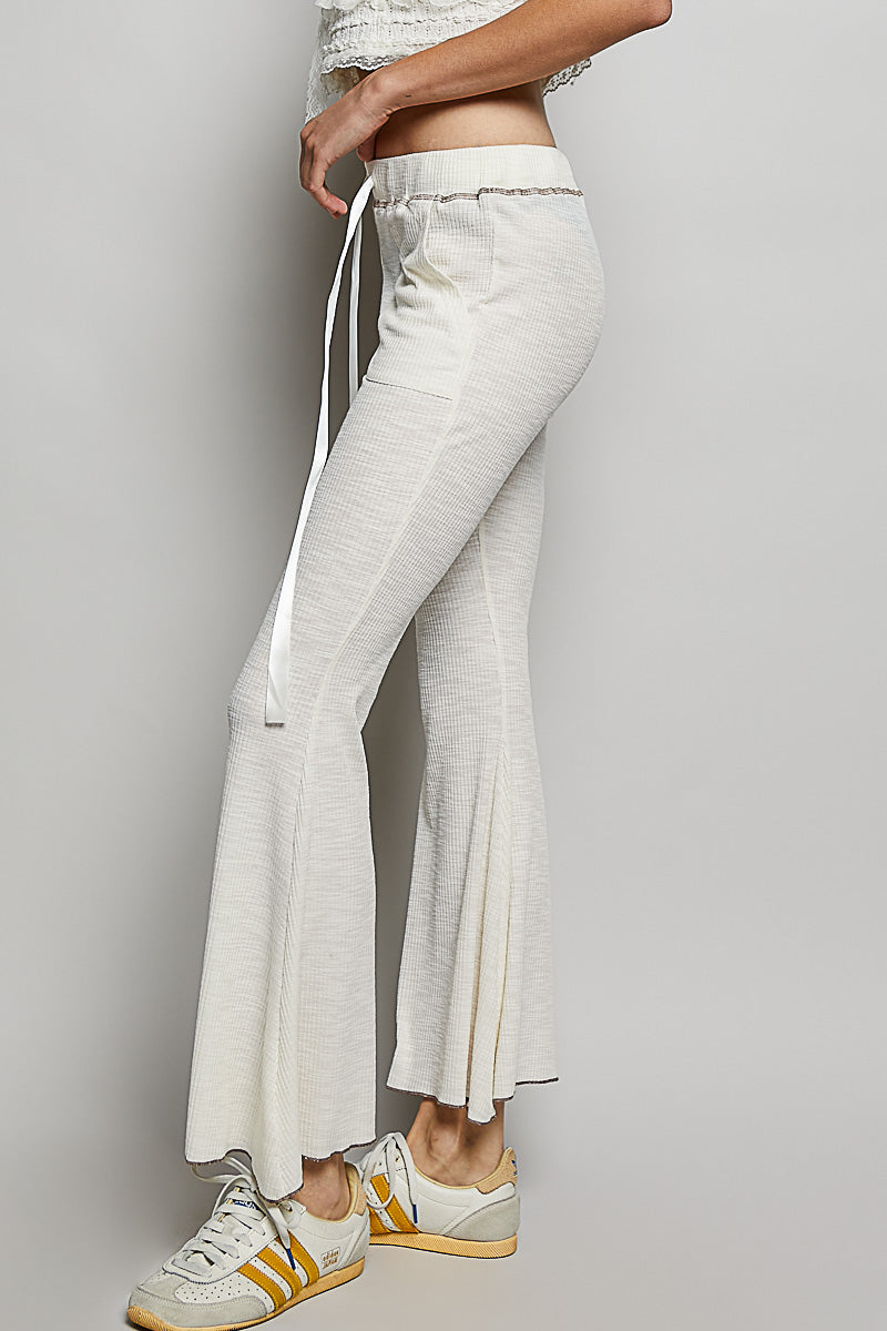 POL Drawstring Textured Ribbed Knit Pants-1