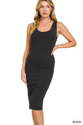 Zenana Premium Cotton Sleeveless Midi Dress-0