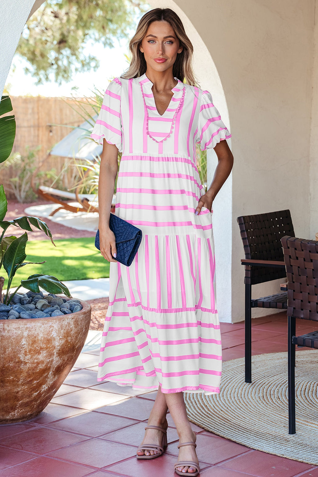 Marilyn Half Sleeve Vacation Dress-3