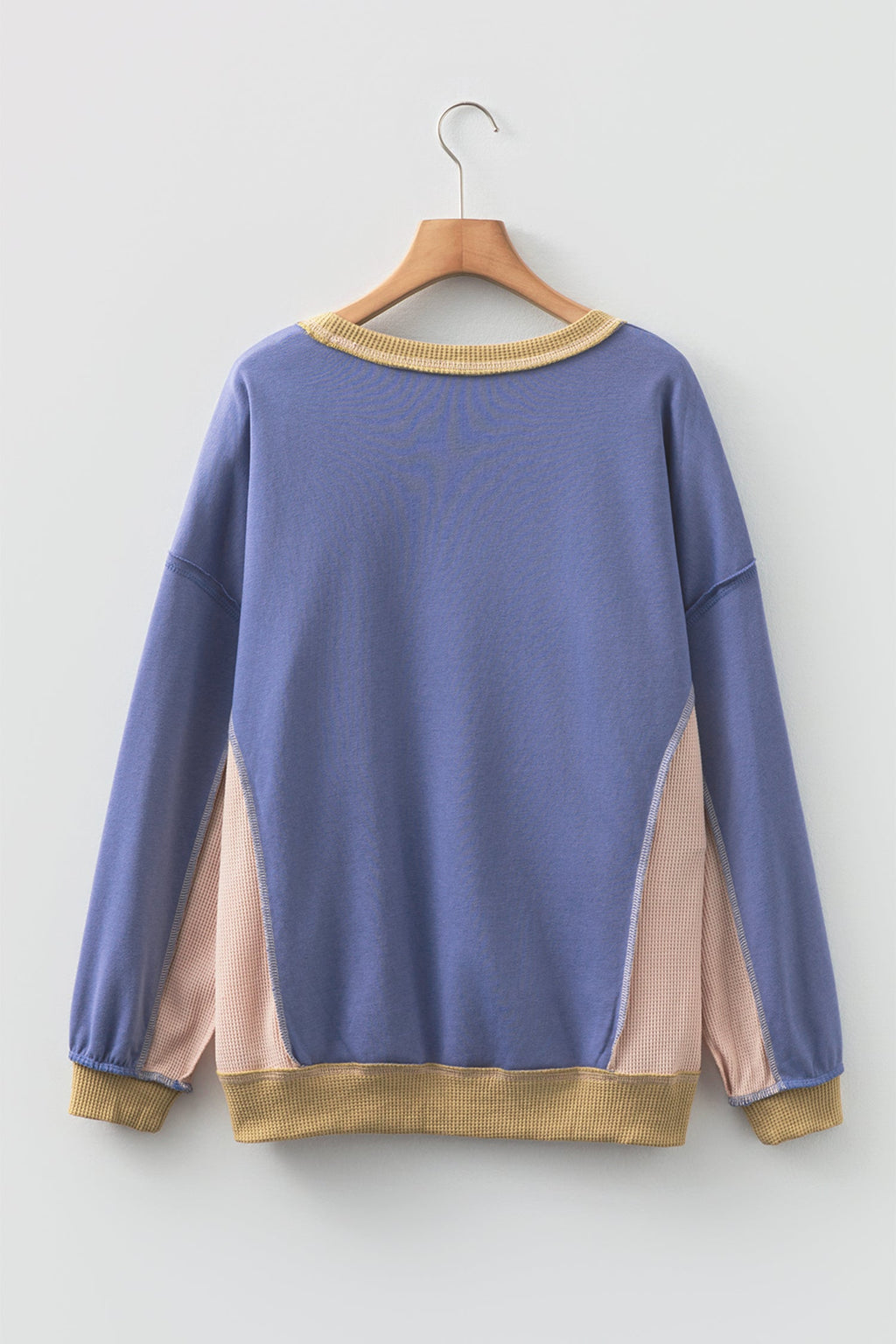 Alaina Waffle Patchwork Oversize Sweatshirt-4