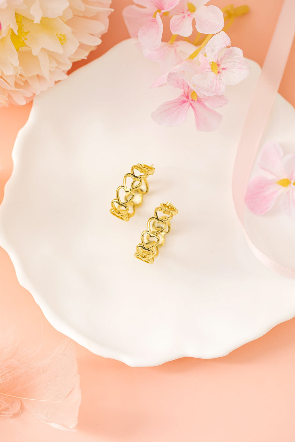 Lavender Link Hoop Stud Earrings-1