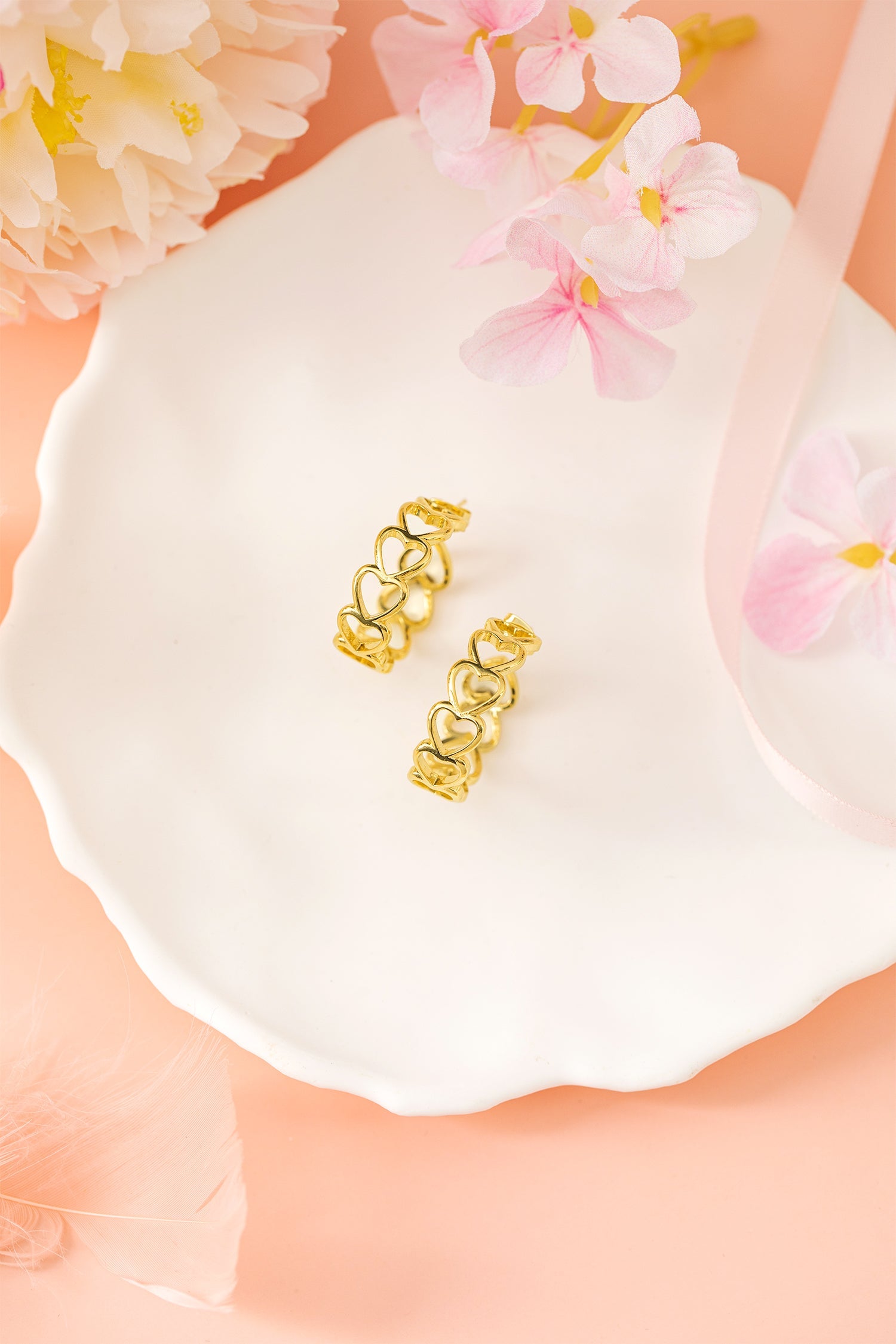Lavender Link Hoop Stud Earrings-1