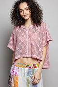 POL Crochet Lace Short Sleeve Top-0