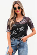 Maddie Bow Mesh Short Sleeve Top-0