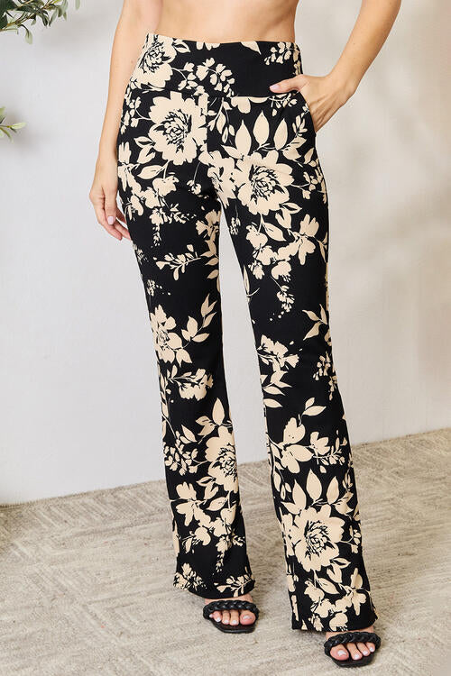 Heimish Full Size High Waist Floral Flare Pants-4