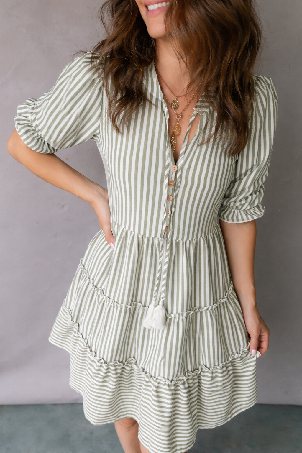 Bailey Sleeve Tiered Flattering Dress-0