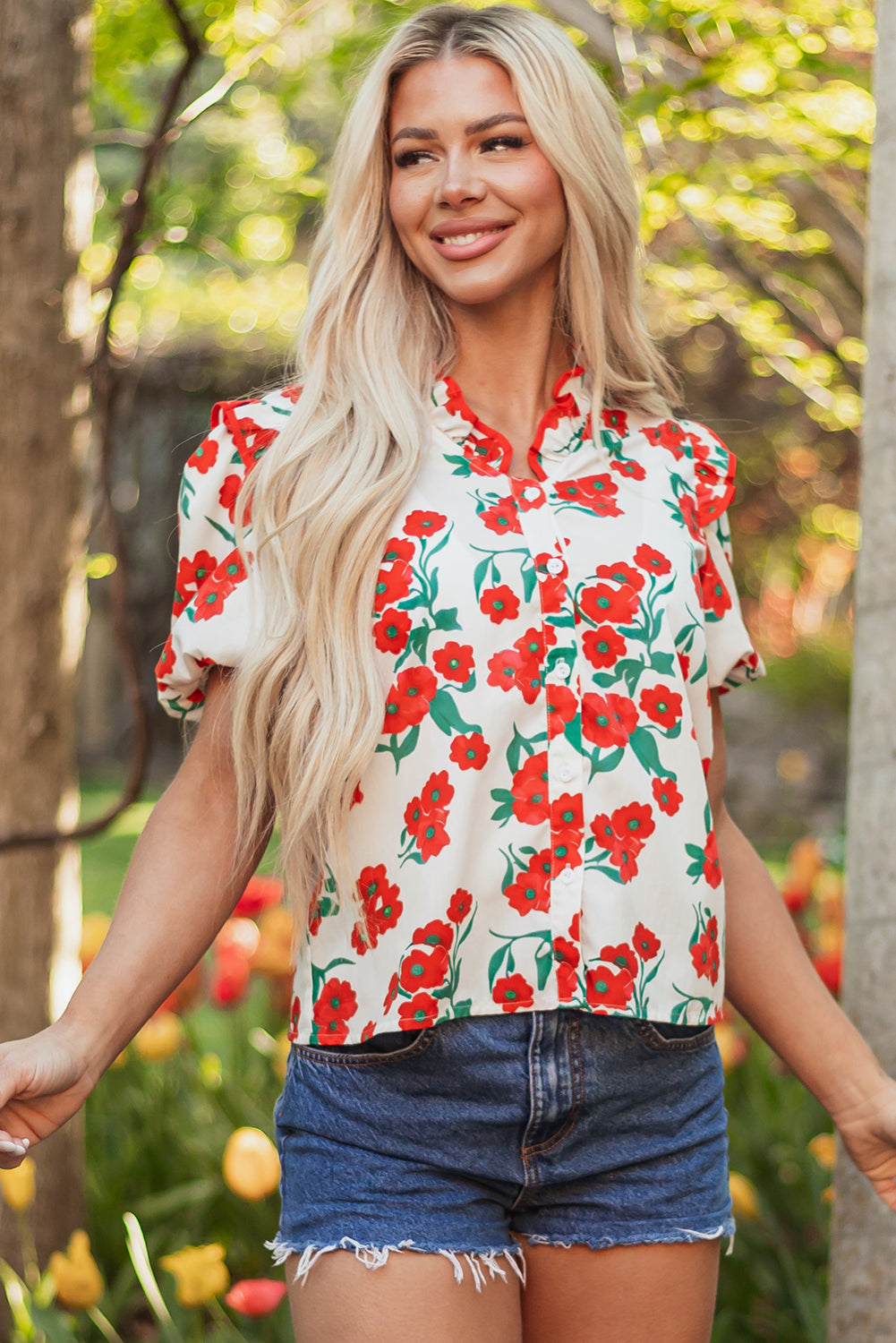 Amyra Floral  Puff Sleeve Blouse-3