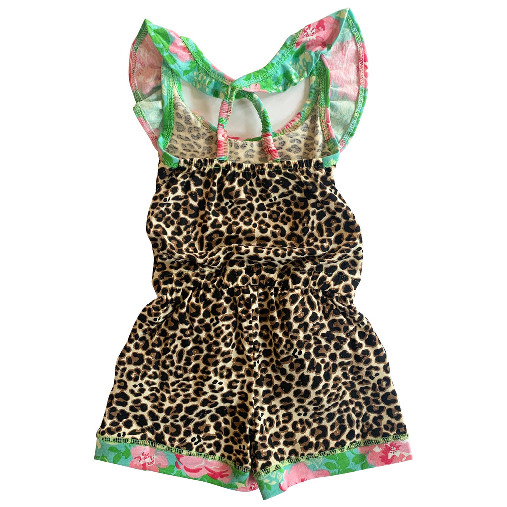 AnnLoren Girls Leopard Floral Summer Shorts Jumpsuit-4