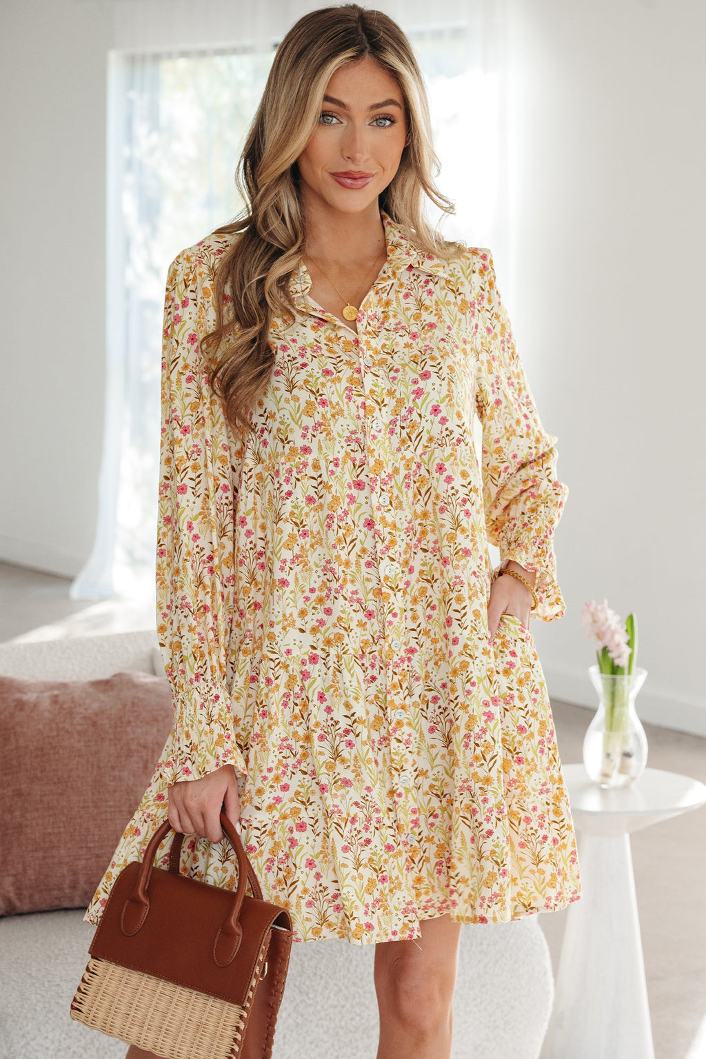 Kaiya Loose Shirt Dress Long Sleeve-0