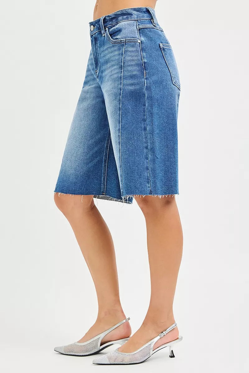 RISEN Raw Hem Slouchy Seamed Jorts-3