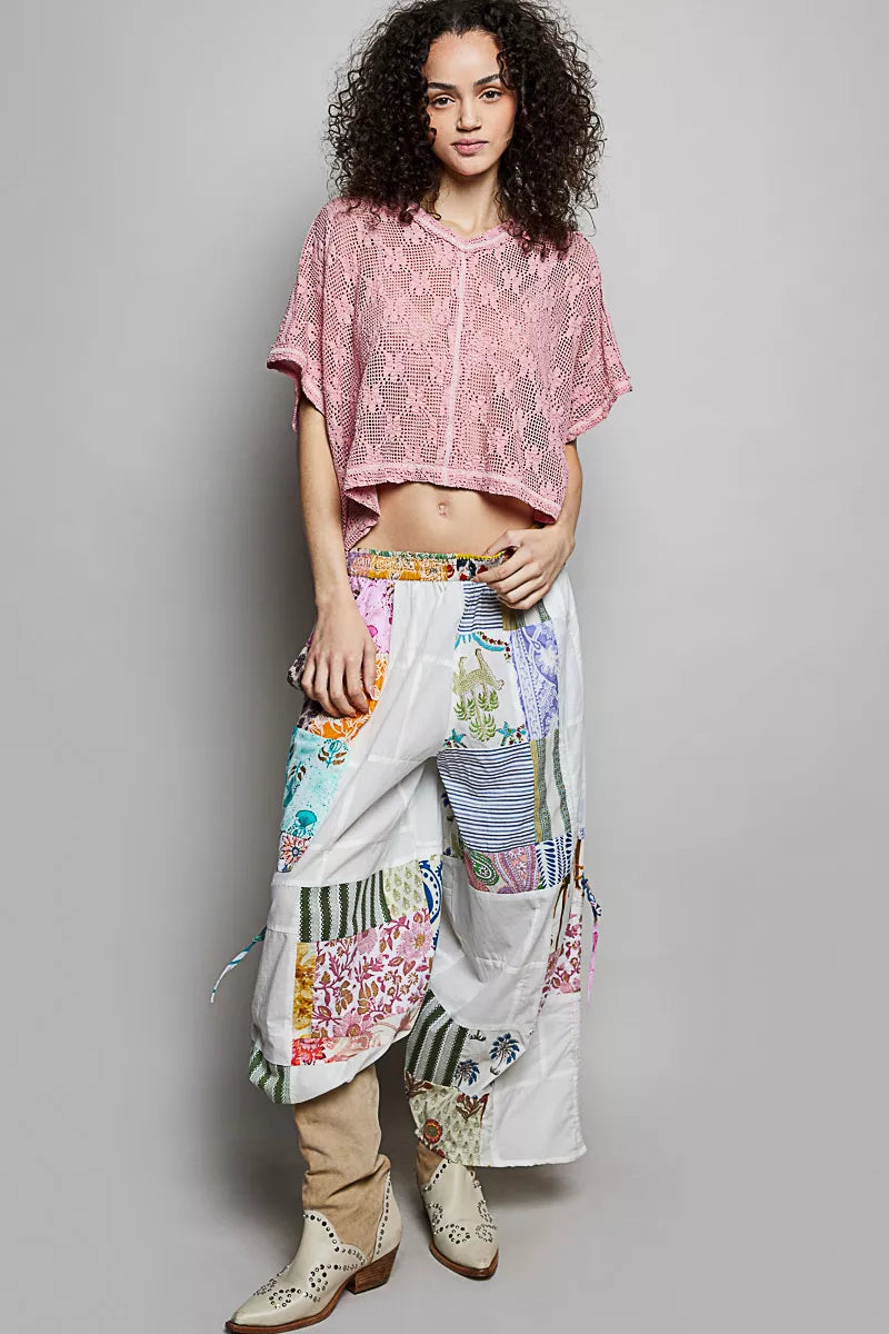 POL Crochet Lace Short Sleeve Top-4