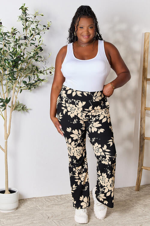 Heimish Full Size High Waist Floral Flare Pants-3