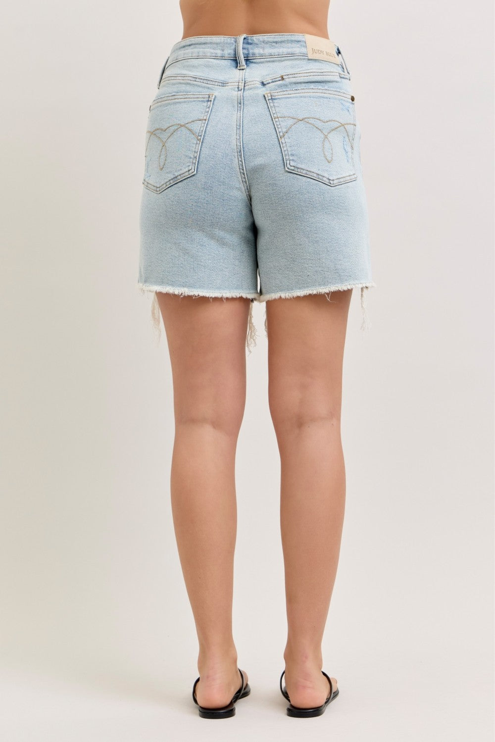 Judy Blue High-Waisted Rigid Magic Dad Short Wwith Cell Phone Back Pockets-3