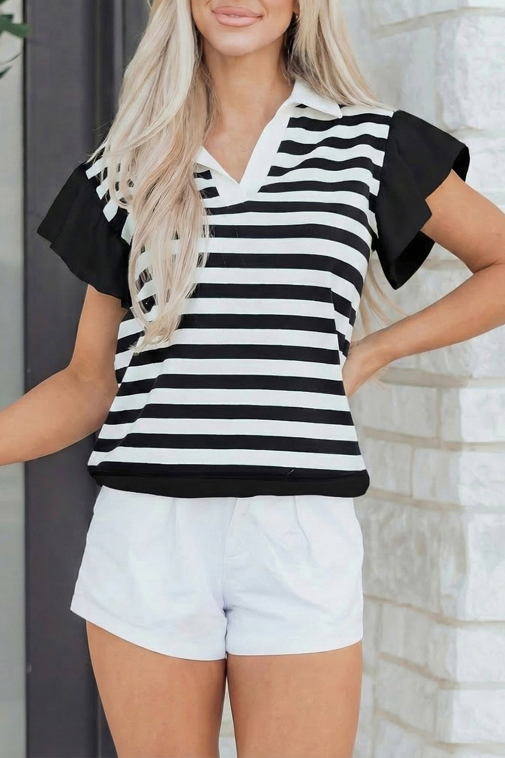 Lilith Ruffled Short Sleeve Blouse-4