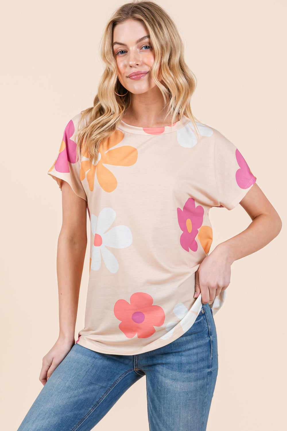 BOMBOM Floral Short Sleeve T-Shirt-2