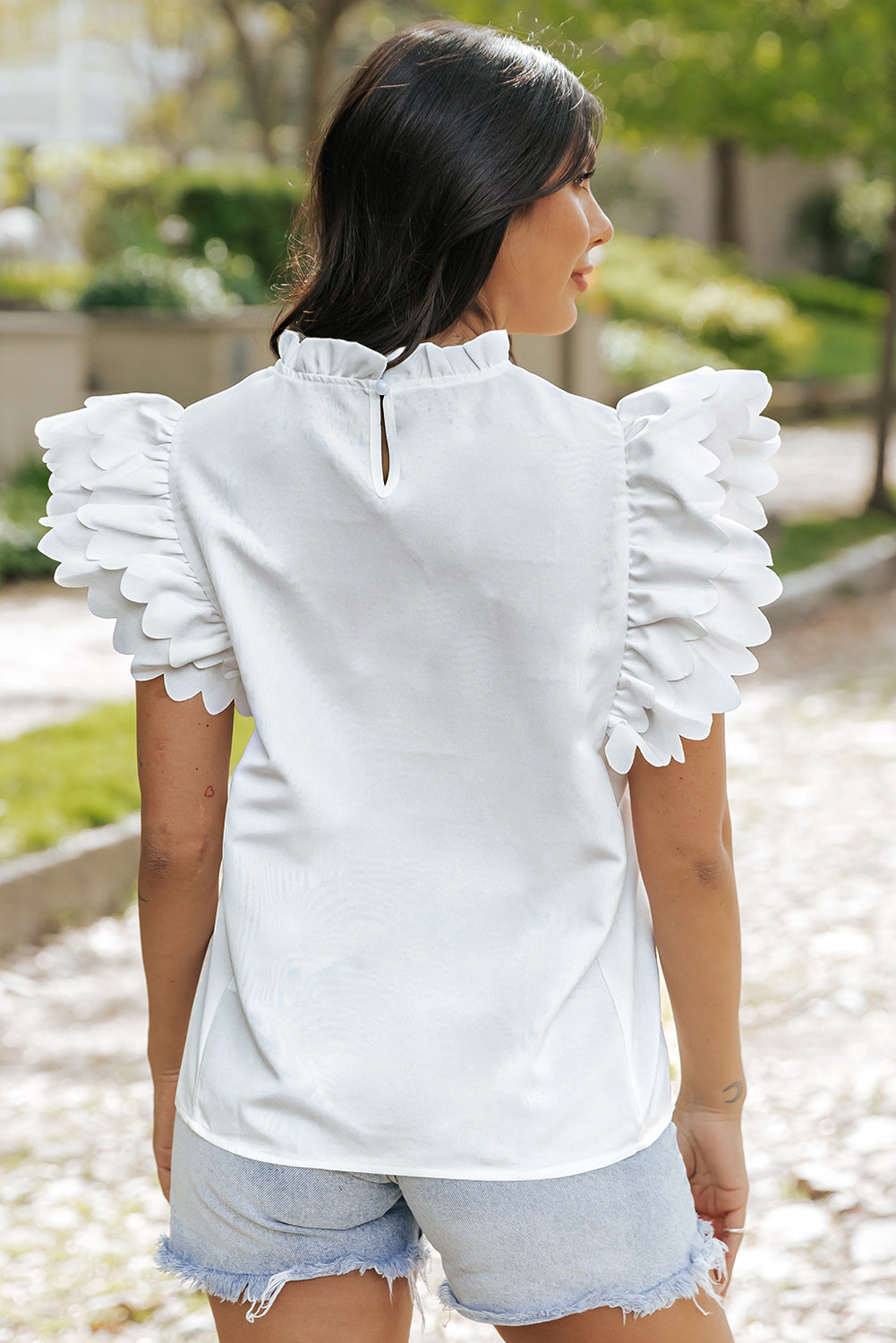 Milan Scalloped Ruffle Sleeve Top-1