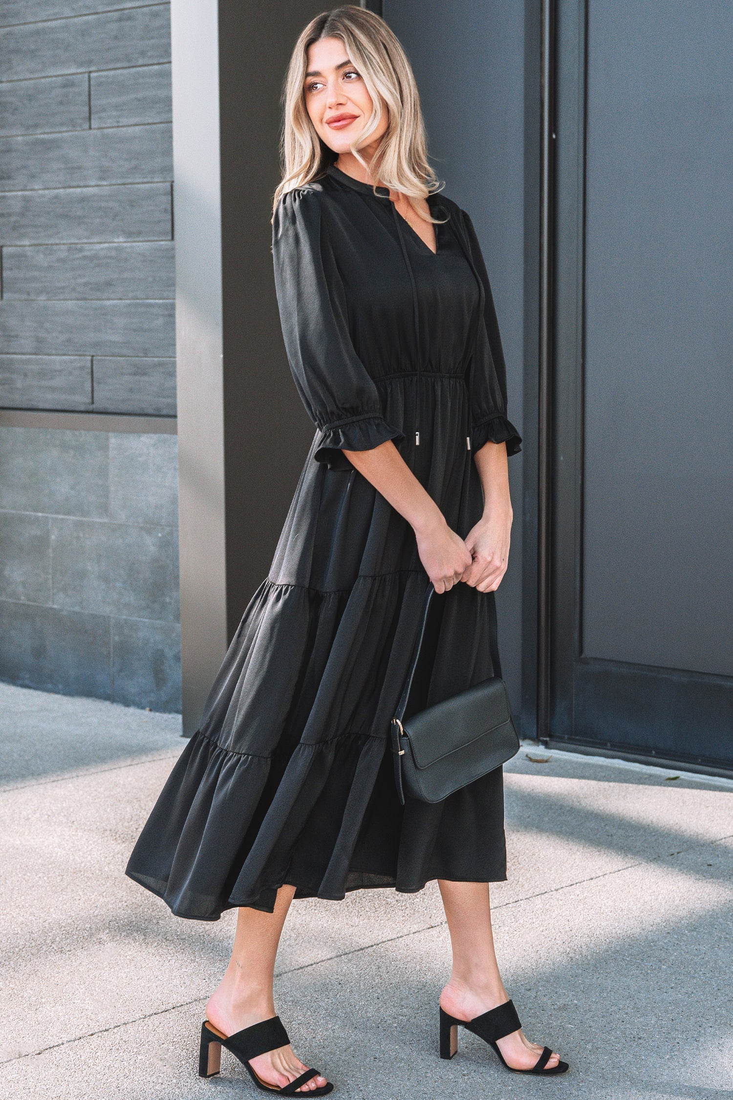 Natasha Sleeve Tiered Maxi Dress