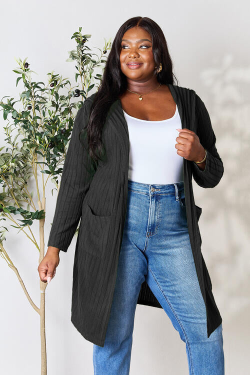 Basic Bae Full Size Hooded Sweater Cardigan-3