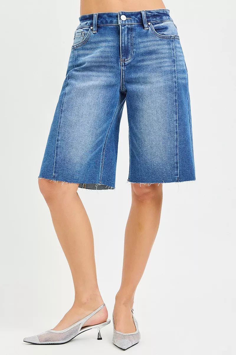 RISEN Raw Hem Slouchy Seamed Jorts-1