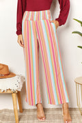Double Take Striped Smocked Waist Pants with Pockets-0