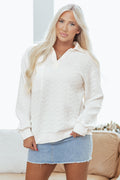 Raina Textured Collared Pullover-0