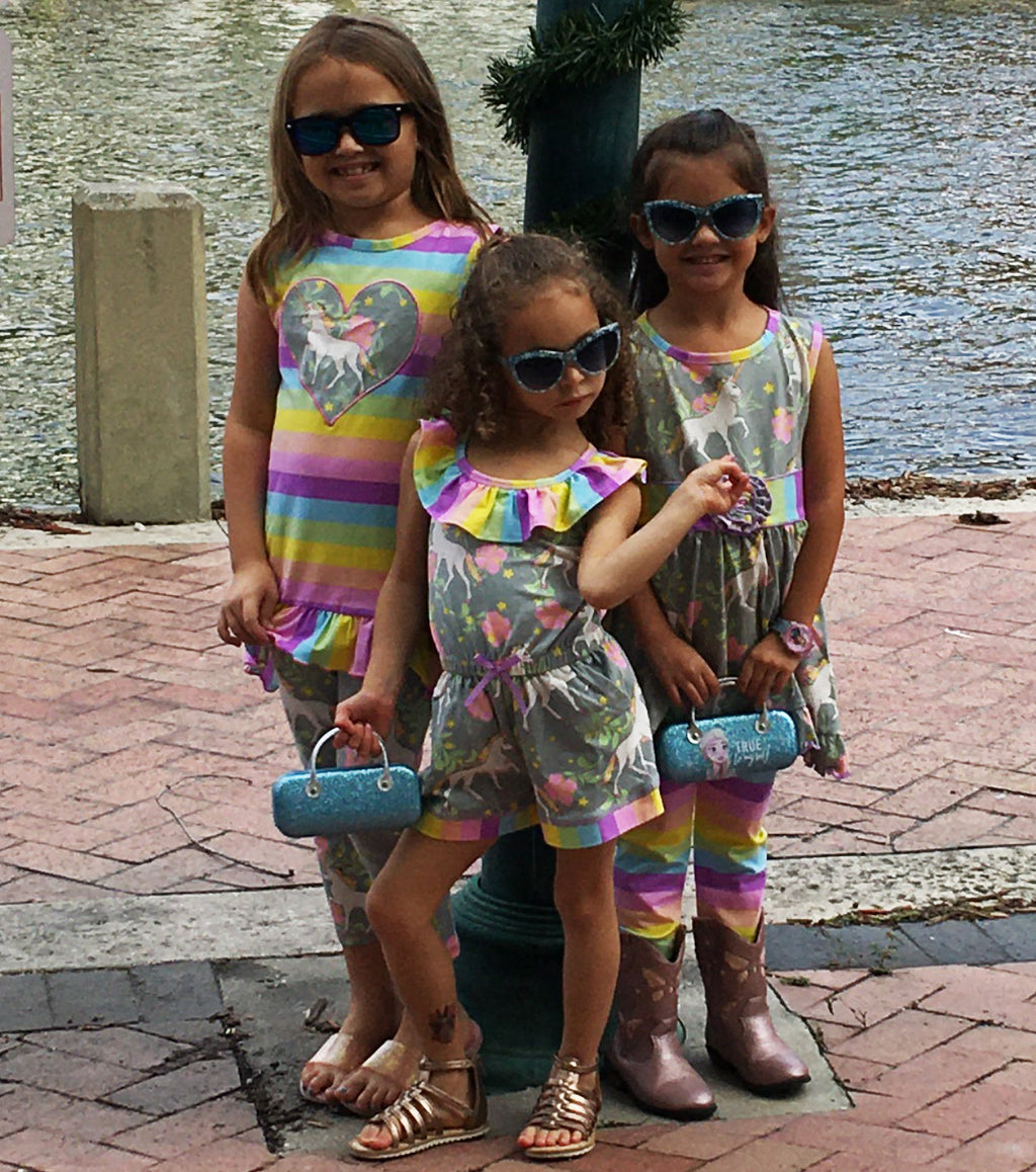 AnnLoren Girls Jumpsuit Magical Unicorn Rainbows Spring Boutique Clothing-4