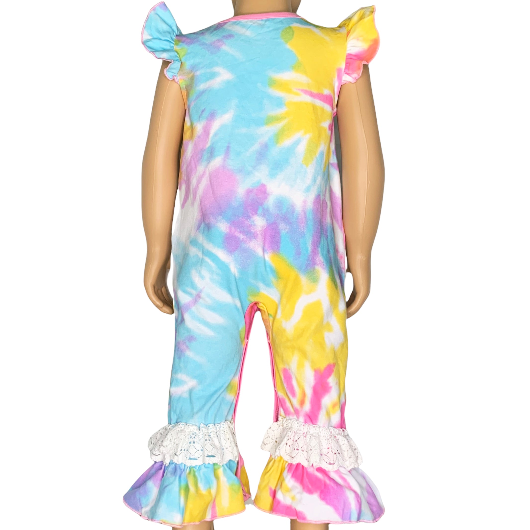 Boutique Pastel Tie Dye Baby Girls Easter Romper Onesie Toddler Jumpsuit-1