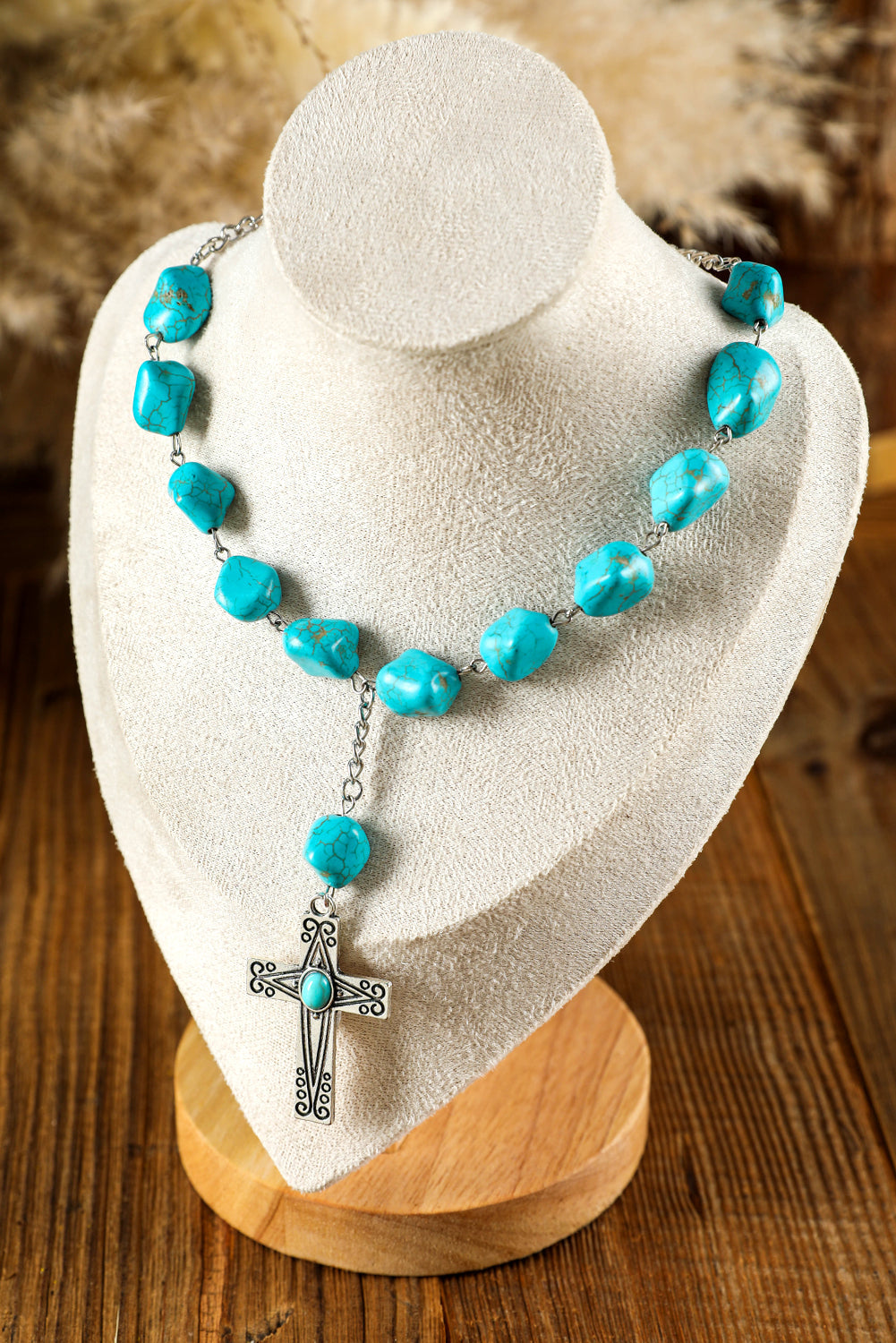 Giana Peacock Cross Pendant Necklace-3