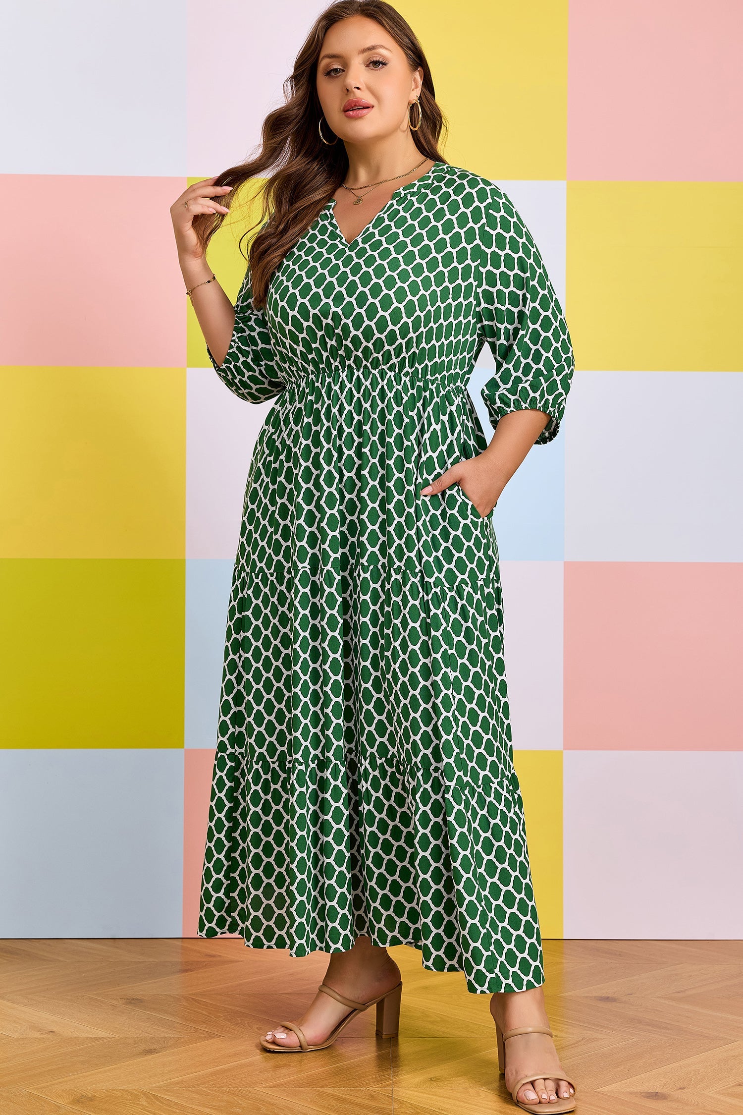 Johanna Ruffle Hem Casual PLUS Dress-0