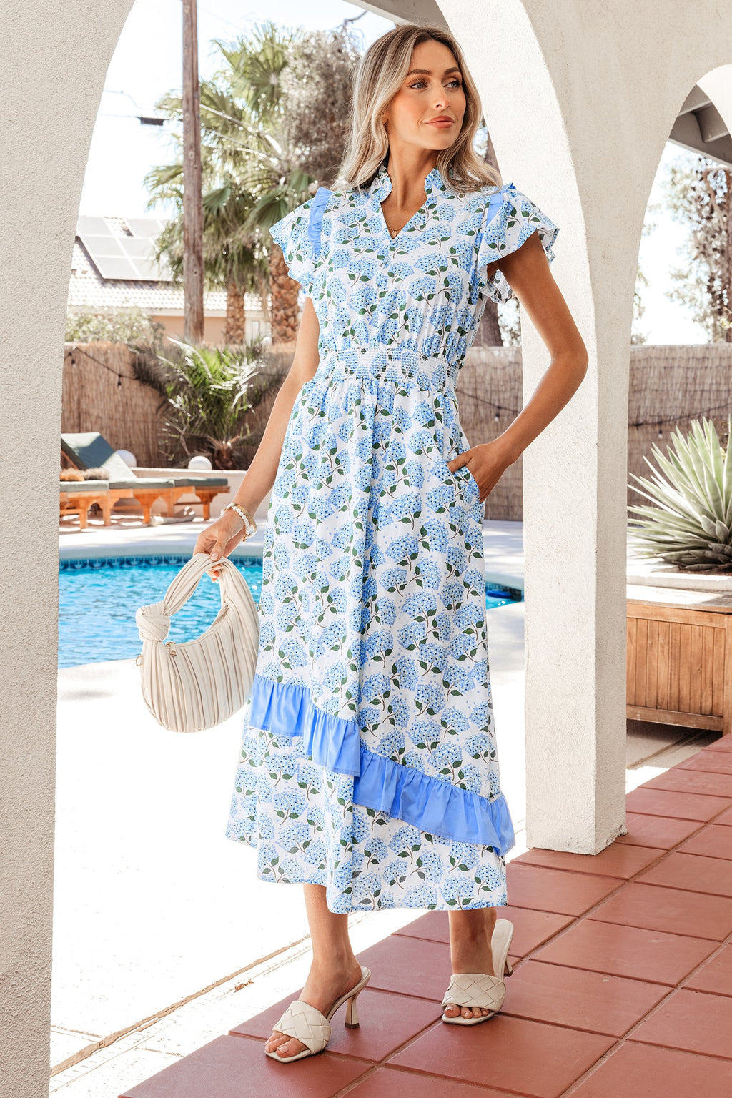 Eileen Flutter Sleeve Long Dress-3