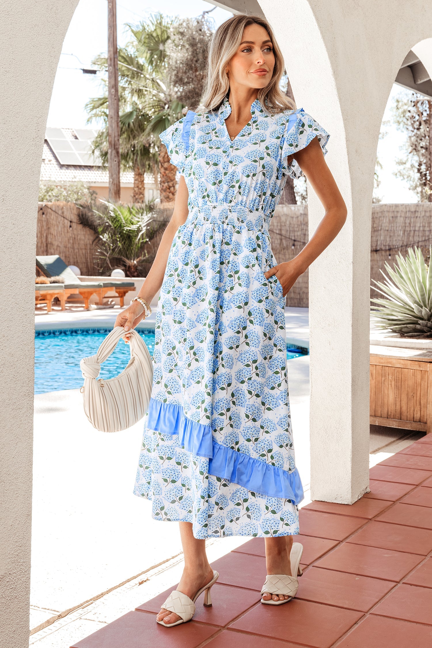 Eileen Flutter Sleeve Long Dress-3