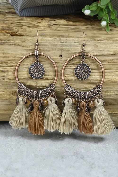 Angie Boho Tasseled Dangle Earrings-1