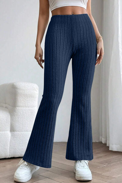 Basic Bae Full Size Ribbed High Waist Flare Pants-5